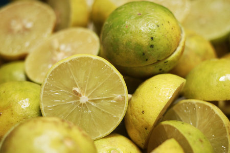 Close up of green lime summer fruit