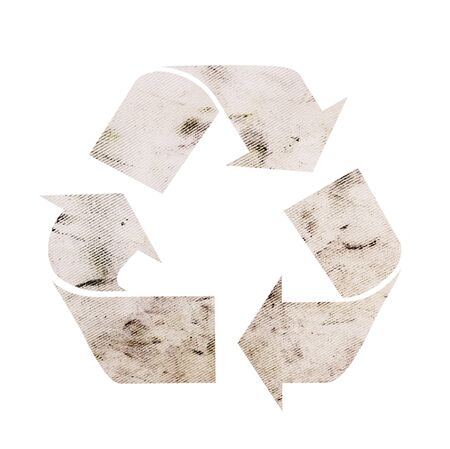 Rough old canvas with green recycle sign.の写真素材