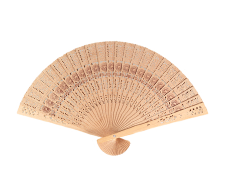 Japanese folding fan isolated on white backgroundの写真素材