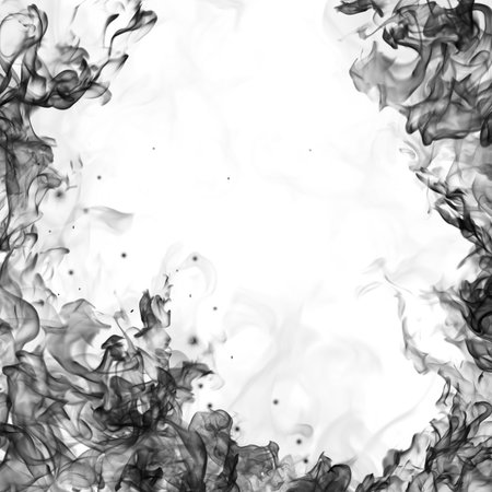 Smoke fragments on a black backgroundの写真素材