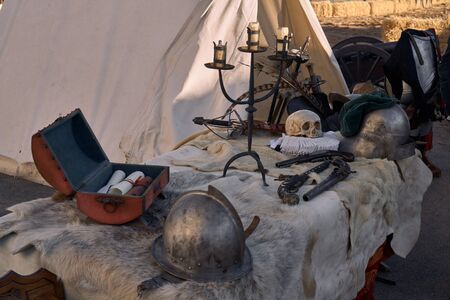 scene of mystical objects and some ancient weaponsの写真素材