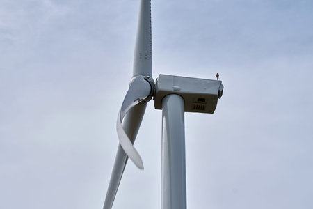 Close-up ecological windmills to generate electricity in a natural environmentの写真素材