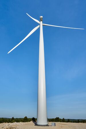 Close-up ecological windmills to generate electricity in a natural environmentの写真素材