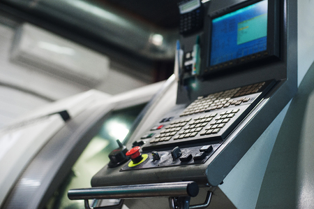 Machine control panel CNC. Metalworking  milling machine. Cutting metal modern processing technology.の写真素材