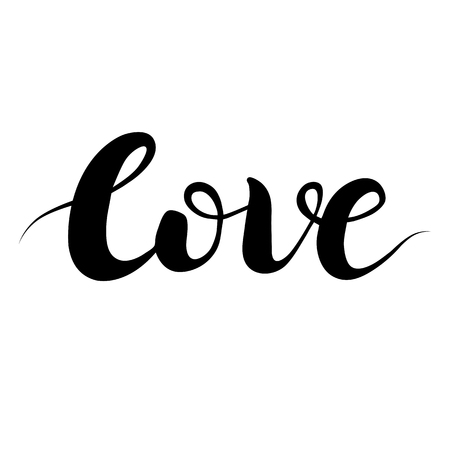 Beautiful typography background with hand drawn word Love. Handmade vector modern calligraphy. Isolated word.のイラスト素材