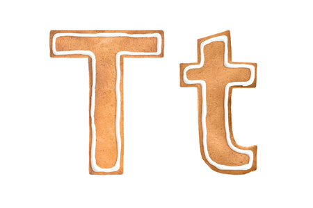 Gingerbread alphabet font. High quality, real cookies lettersの写真素材