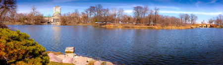 Jackson Park and the Chicago Museum of Science and Industry.  Built for the 1893 World Columbian Exposition.のeditorial素材