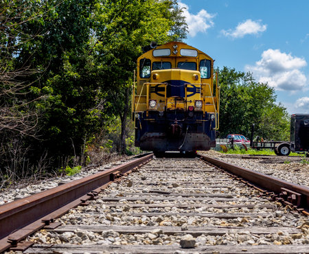 Old locomotive slowly decaying in a backwater sidingのeditorial素材