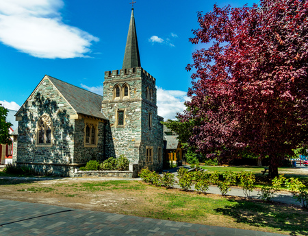 Wakatipu Anglican Parish Church in Queenstown, New Zealand.  Built in 1932.のeditorial素材