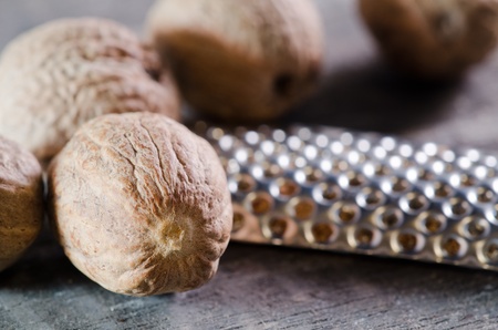 Nutmeg with graterの写真素材