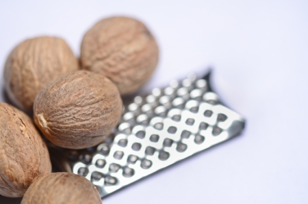 Nutmeg with graterの写真素材