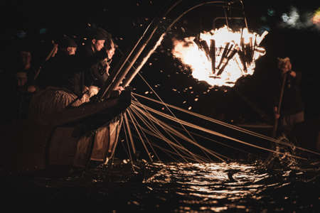 pelican fishing called Ukai in Gifu,Japan is a event more than 1300 years.Fished fish were consecrating to Japanese Emperor.This event start from May to October.のeditorial素材