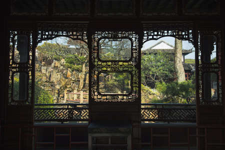 Classical garden of image in Suzhou,Jiangsu,China.It is meaningful or emotional by the designed architecture.のeditorial素材