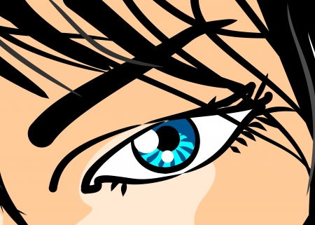 Comic style illustration of a beautiful woman eye, in close-upのイラスト素材