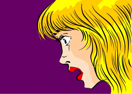 Illustration of a beautiful young blond woman with a look of surprise のイラスト素材