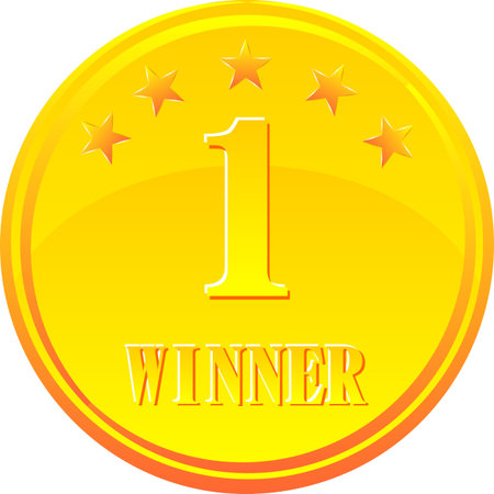 Illustration of a gold medal to reward the winner.のイラスト素材