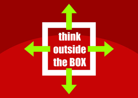 Think outside the box - concept of different or unconventional thinking sketched presented in a...