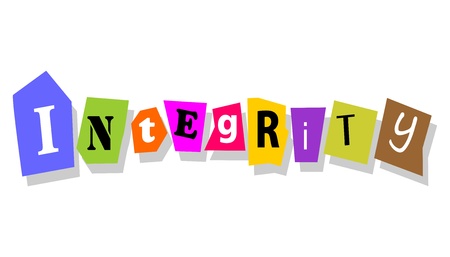Integrity word in collage cutouts isolated on white のイラスト素材