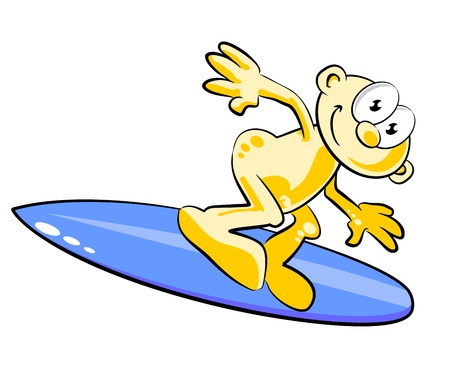 Illustration of a Man on surfing surfboard isolated over white backgroundのイラスト素材