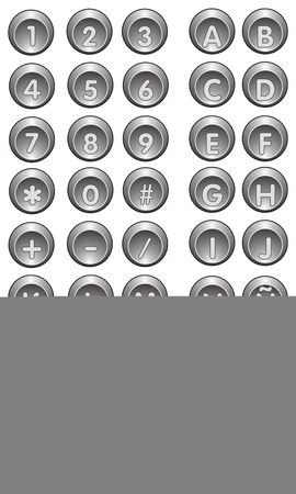 Set of Icons Buttons numbers and letters in grey color.のイラスト素材