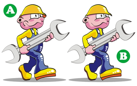 Game for children's: spot the 7 differences between these two engineers.のイラスト素材