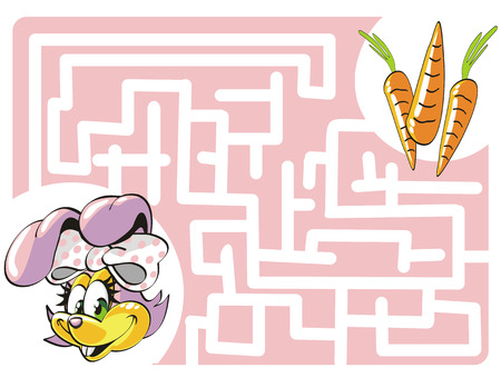 Maze game for kids: Help the Bunny to find her carrots!のイラスト素材