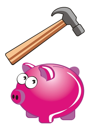 It is time to open the piggy bank and take our money.のイラスト素材