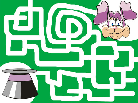 Maze game for kids: Help the bunny find his top-hat!のイラスト素材