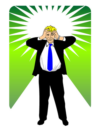 Businessman having a headache. Conceptual image to problems in business or thinking of new ideas.のイラスト素材
