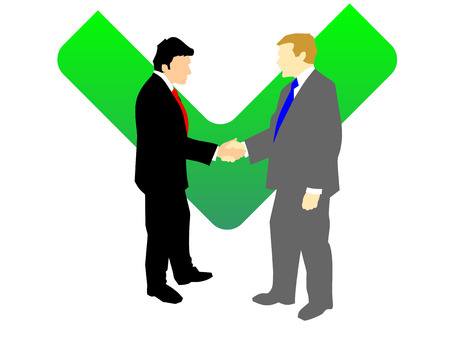 Two man in suits shaking hands. Conceptual image of success in business or done deal.のイラスト素材