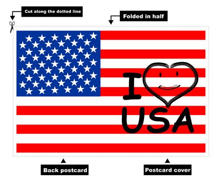 Double-sided postcard for greetings. Print the postcard, cut along the dotted lines, fold in half and ready to write your message.のイラスト素材