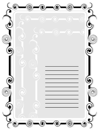 Frame for text with abstracts ornaments and modern geometric forms. Postcard with grey background.のイラスト素材