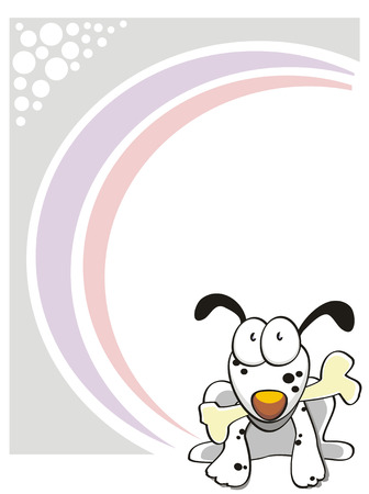 Greeting Card with a cute puppy eating a boneのイラスト素材