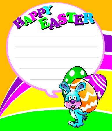 Easter postcard with bubble speech for you to write your message of greetings.のイラスト素材