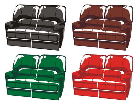 Sofas isolated in different colors. Vector drawingのイラスト素材