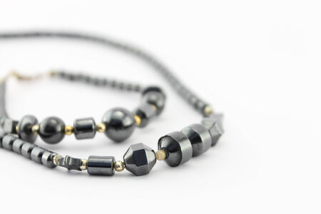 Metallic Jewellery Necklace close up view, isolate on white backgroundの写真素材