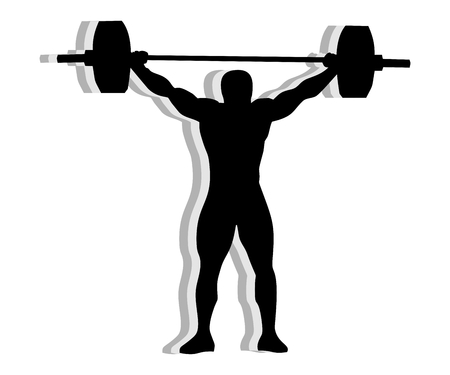 Athlete silhouette weightlifting - isolated on white backgroundのイラスト素材