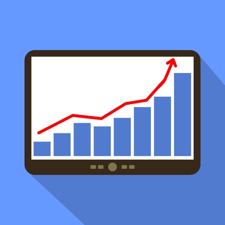 Business Sales graph and chart Tablet Icon Vector Illustration.のイラスト素材
