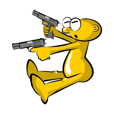 Man with a gun in his hand. Conceptual image on espionageのイラスト素材