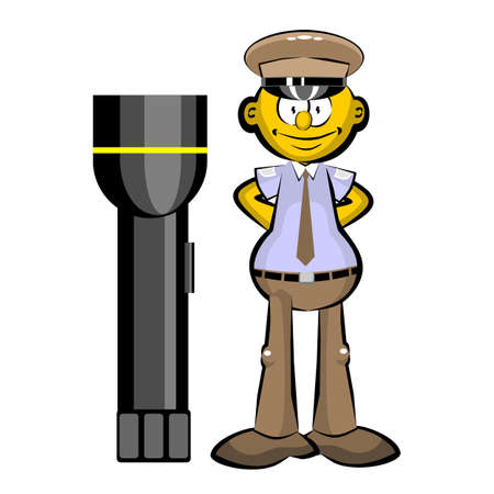 Security Guard and Lantern. Safety Conceptual illustrationのイラスト素材