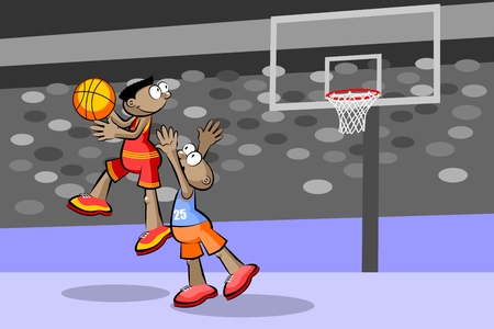 Two basketball players at the stadium. Conceptual vector illustration.のイラスト素材