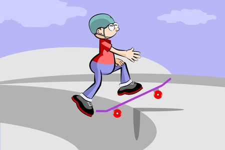 A young teenager on a skateboard. Conceptual vector illustration.のイラスト素材