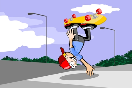 Child on skateboard. Conceptual vector illustration.のイラスト素材