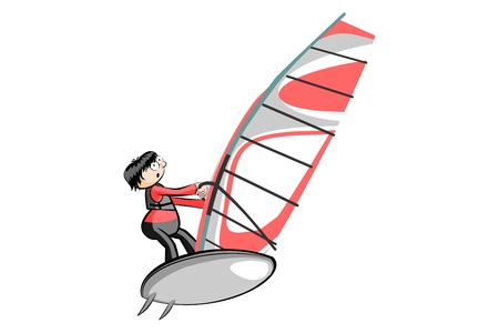Winsurfing vector illustration isolated on white background. Conceptual image.のイラスト素材