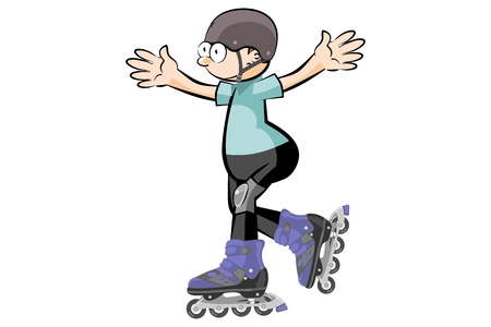 Rollerblader boy isolated on white. Conceptual vector illustration.のイラスト素材