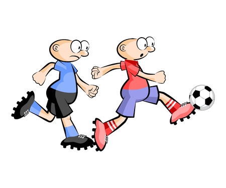 Cartoons Soccer players isolated over white. Conceptual vector illustrations.のイラスト素材