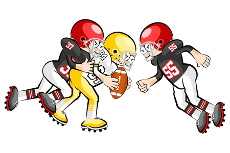 American Footbal Players in cartoon style. Conceptual vector illustrations.のイラスト素材
