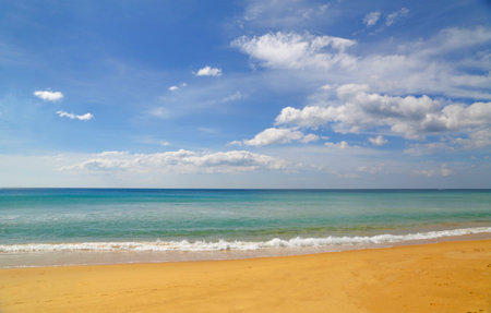 Sandy beach by the sea on a summer day.