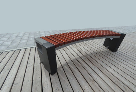A bench made of wood and plastic for seating people.