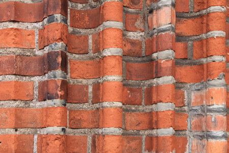 Figured brick texture on a medieval brick building.の写真素材